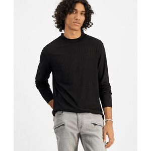 INC International Concepts Men's Ribbed-Knit Long-Sleeve T-Shirt - Deep Black XS
